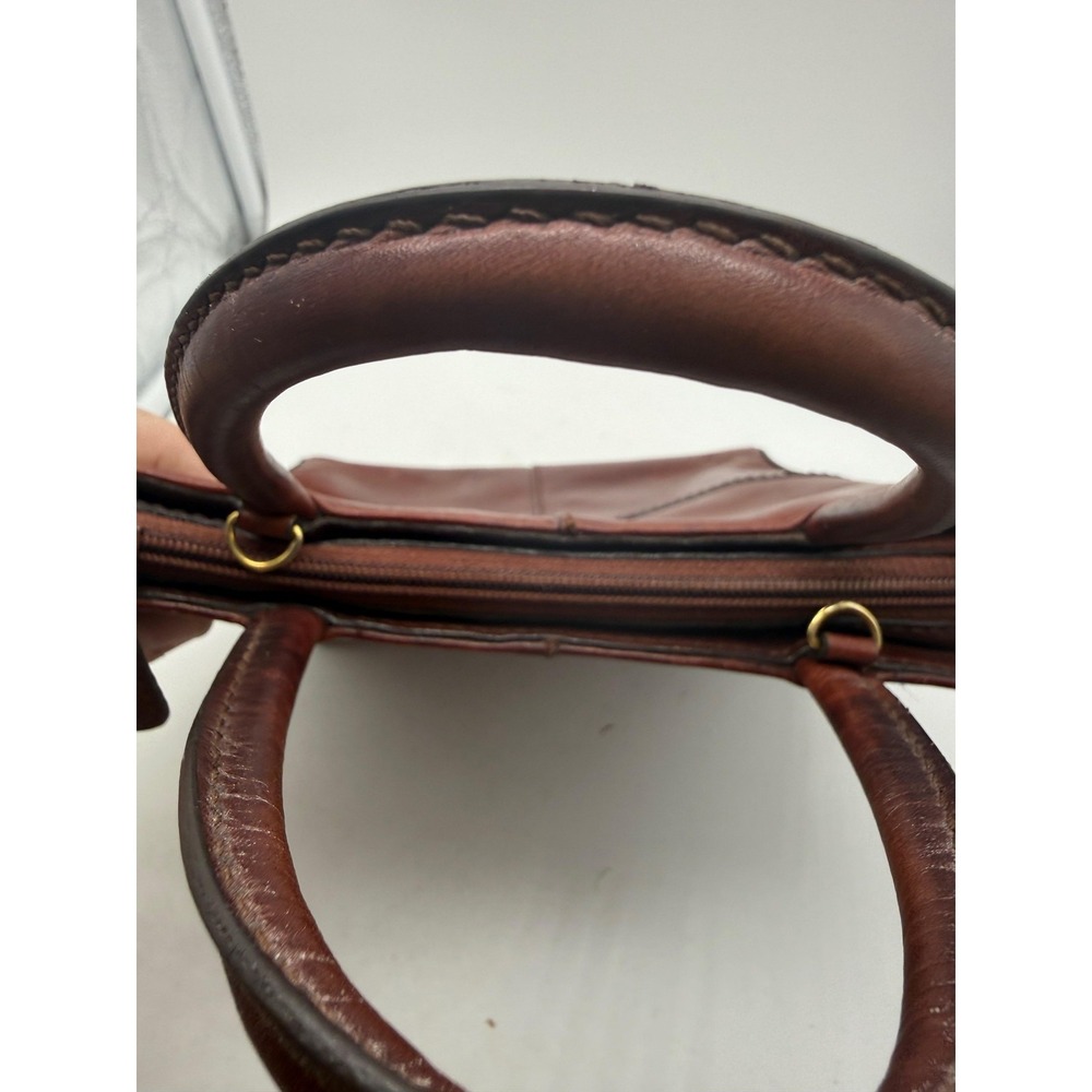 Etienne Aigner Satchel Bag Womens Small Brown Leather Top Handle Logo Purse - Picture 7 of 12